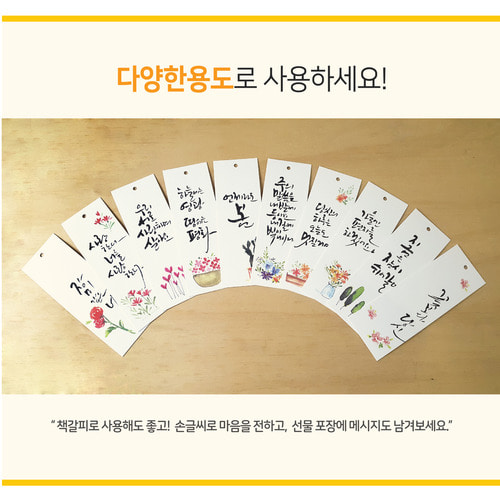 앳원스 고평량 수채화플라워 무지택(책갈피) 20매/10종